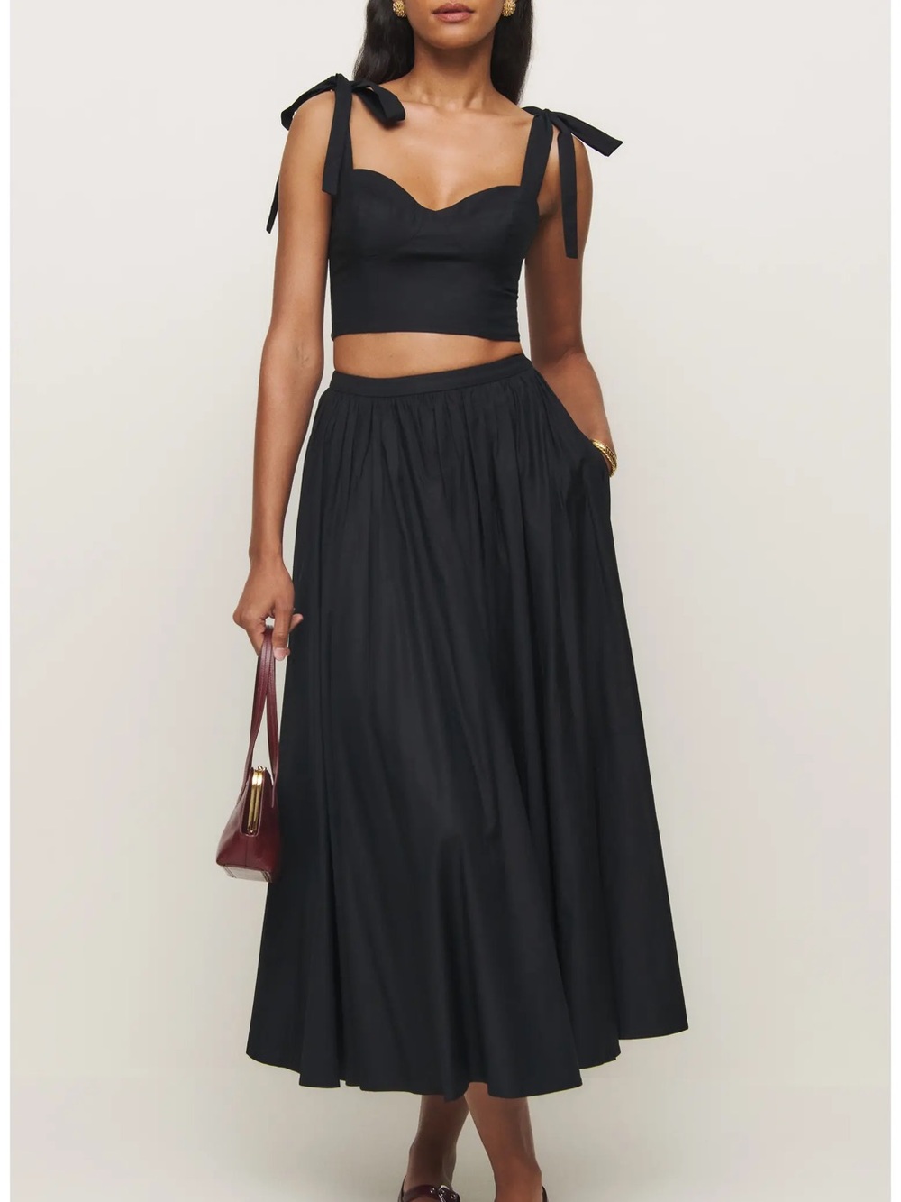 Reformation Black Midi Skirt and Top